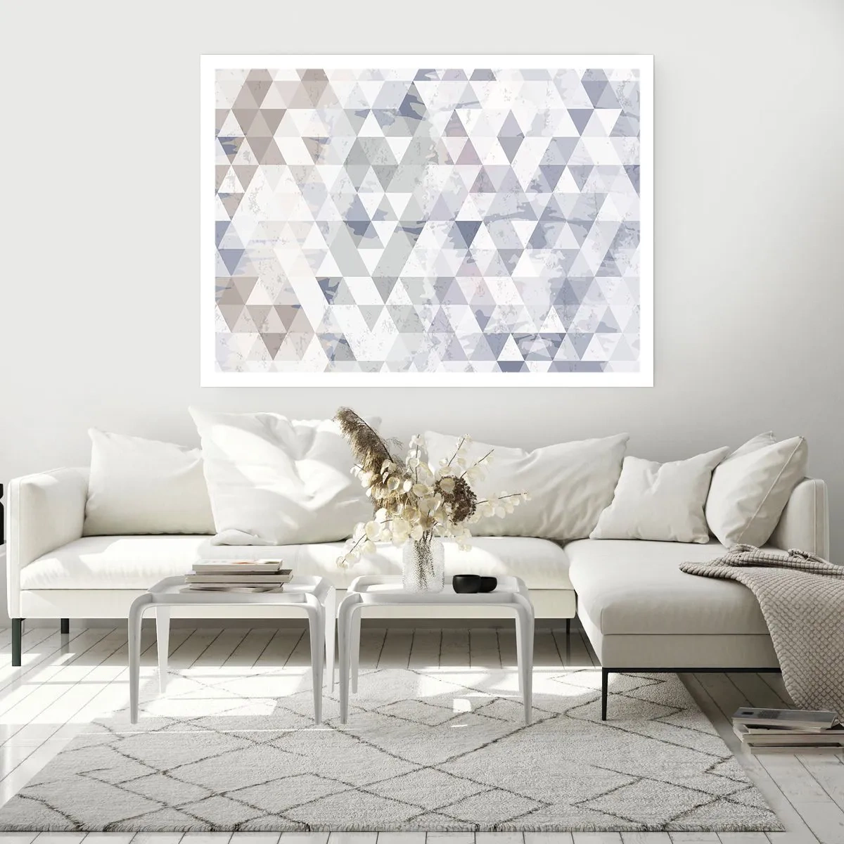 Póster - Patrón de triángulo geométrico en tonos pastel - 100x70cm - A ritmo de triángulo - Decoración de pared moderna para salón y dormitorio ARTTOR