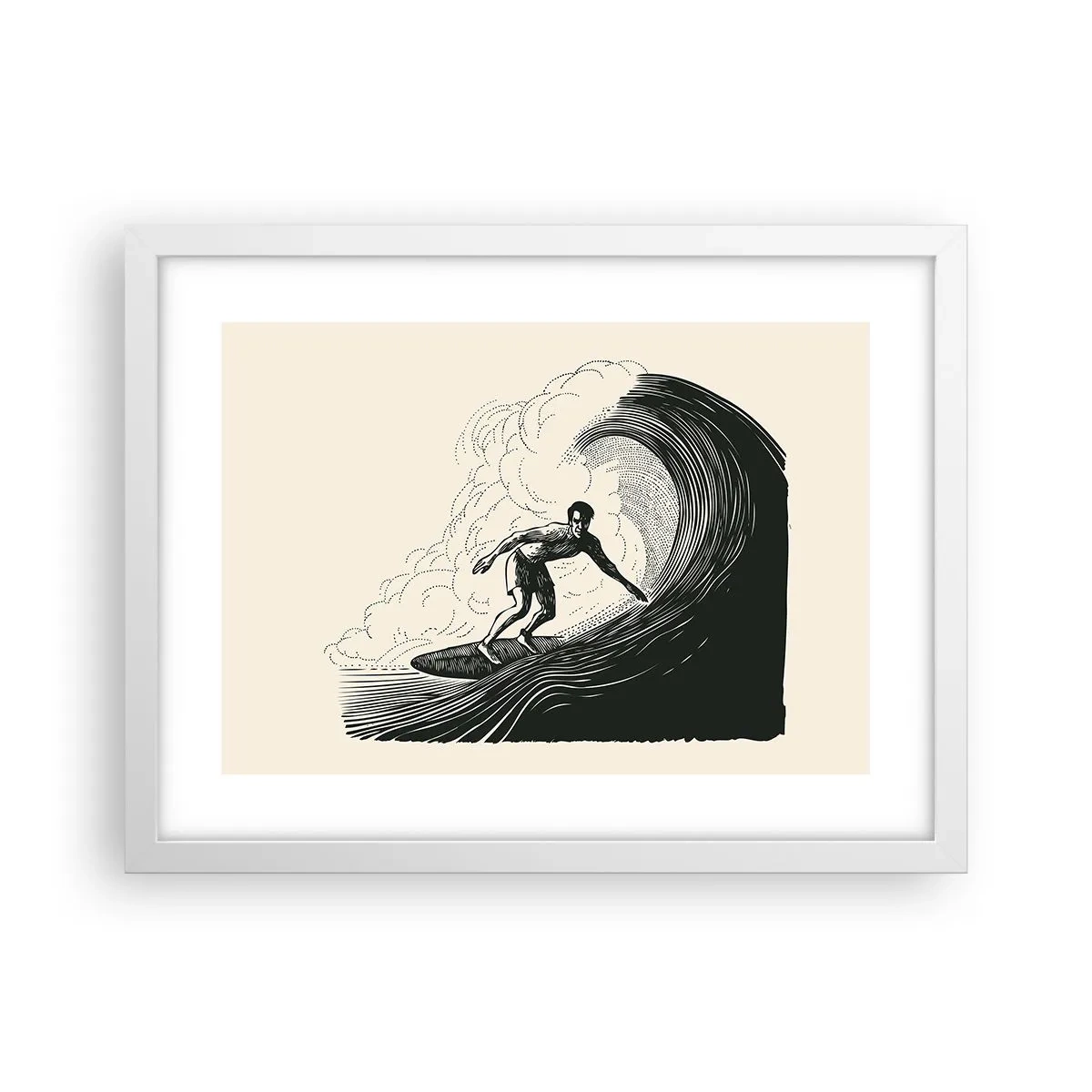 Póster en marco blanco - Rey de la ola - 40x30 cm