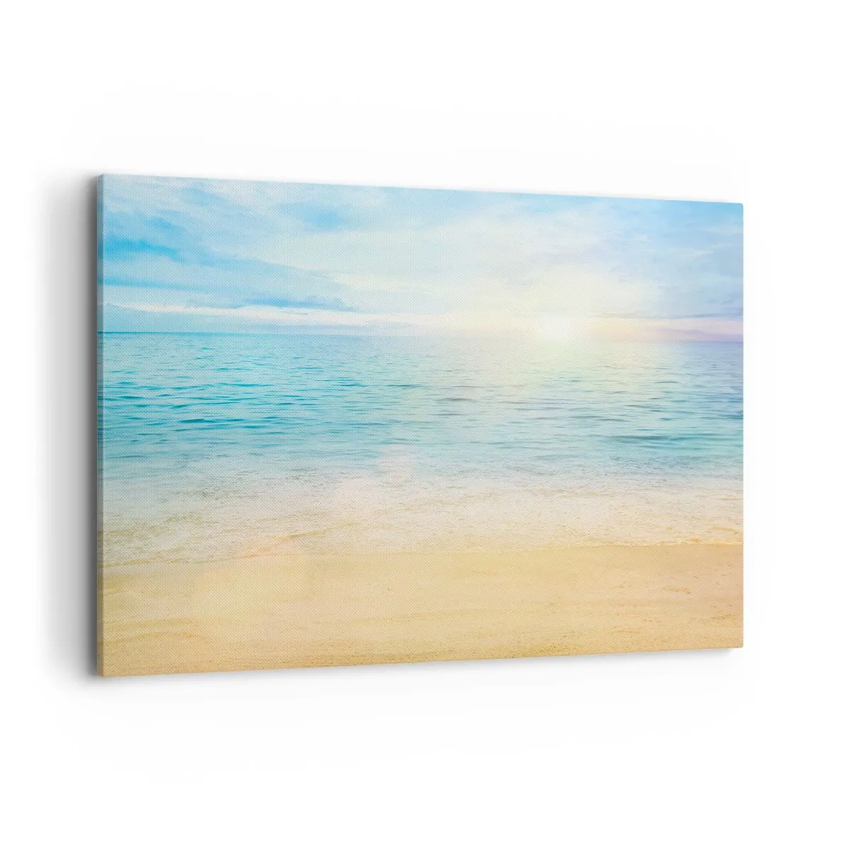 Cuadro sobre lienzo - Impresión de Imagen - Una playa con mar turquesa y cielo despejado. - 120x80cm - Gran cielo azul - Decoración de pared moderna para salón y dormitorio ARTTOR