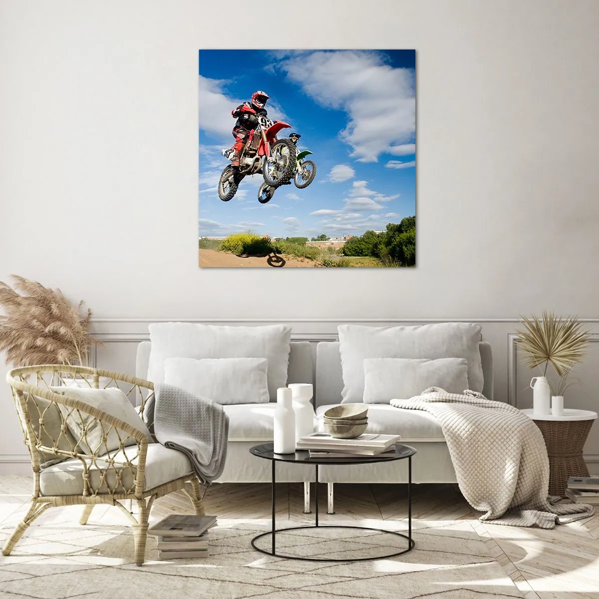 Cuadro sobre vidrio - Impresiones sobre Vidrio - Salto del cielo - 70x70 cm