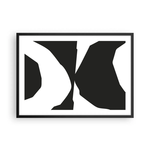 Póster en marco negro - Patrón de contraste abstracto en blanco y negro - 70x50cm - Positivo-negativo - Decoración de pared moderna para salón y dormitorio ARTTOR
