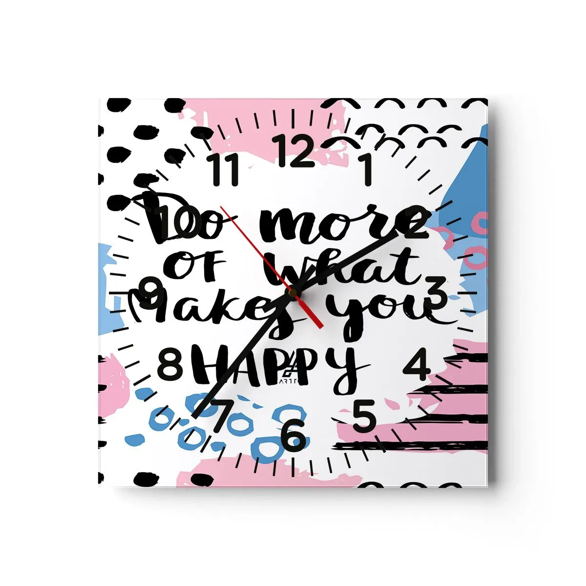 Reloj de pared - Reloj de vidrio - Cómo ser feliz - 30x30 cm