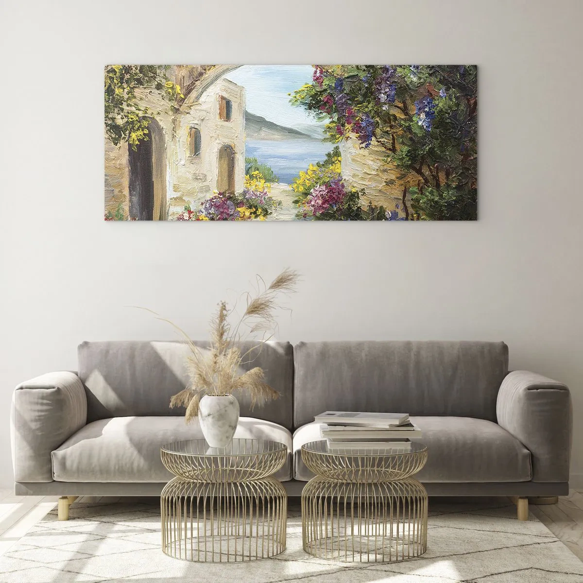 Cuadro sobre vidrio - Impresiones sobre Vidrio - El encanto del paisaje costero - 100x40 cm