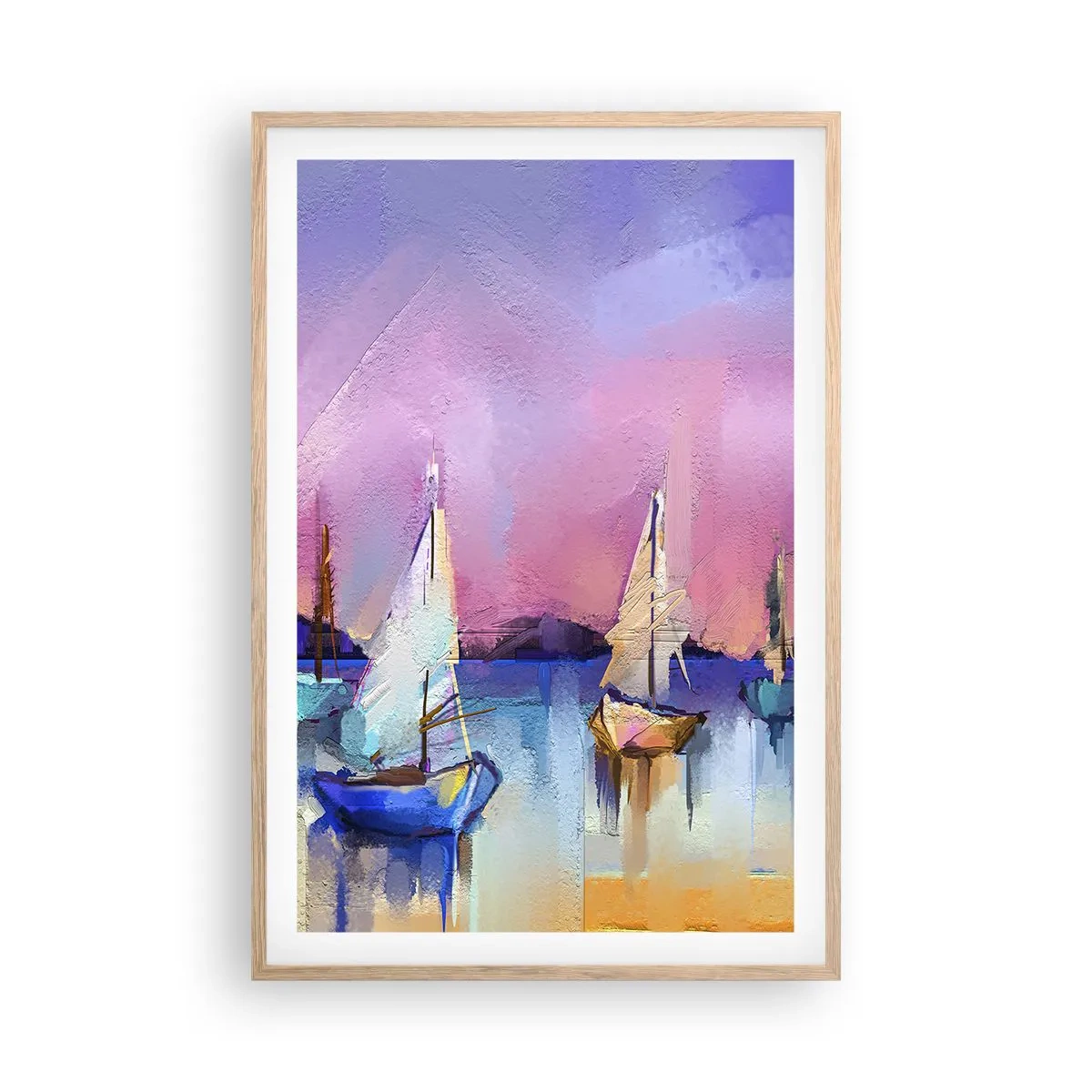 Póster en marco roble claro - Dirección alta mar - 61x91 cm