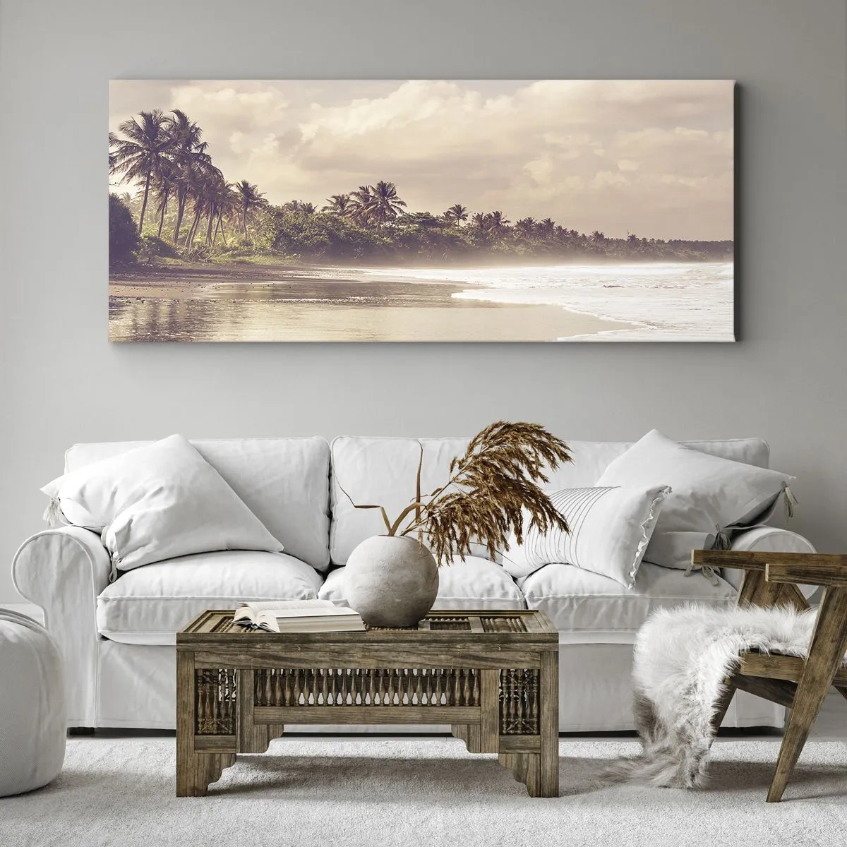 Cuadro sobre lienzo - Impresión de Imagen - La caricia de las olas - 100x40 cm