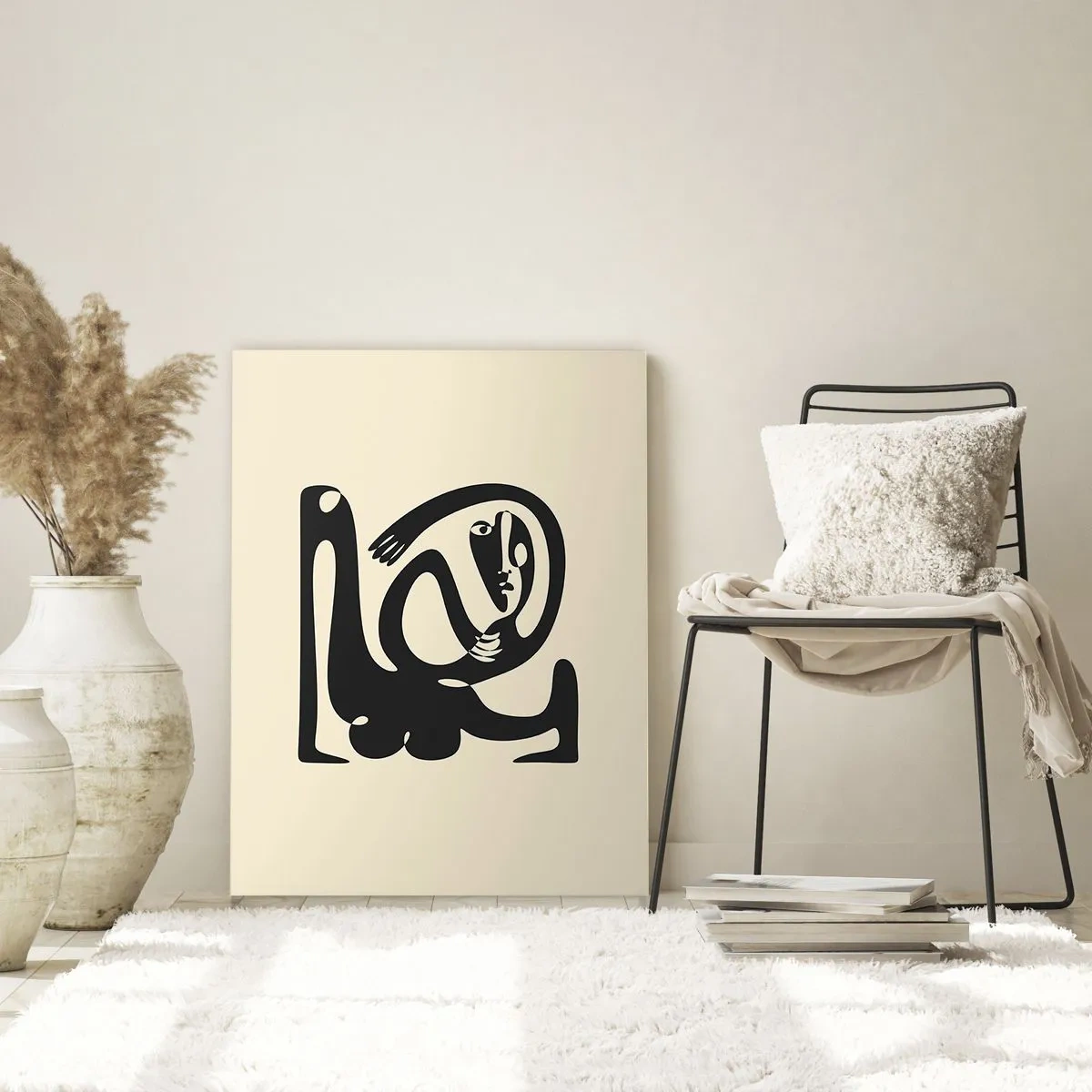 Cuadro sobre vidrio - Impresiones sobre Vidrio - Retrato abstracto en un estilo que recuerda a Picasso - 50x70cm - Casi Picasso - Decoración de pared moderna para salón y dormitorio ARTTOR