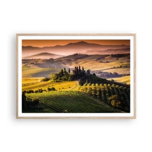 Póster en marco roble claro - Paisaje toscano - 100x70 cm
