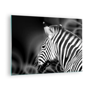 Cuadro sobre vidrio - Impresiones sobre Vidrio - Cebra en estética blanco y negro - 70x50cm - El blanco es blanco, el negro es negro - Decoración de pared moderna para salón y dormitorio ARTTOR