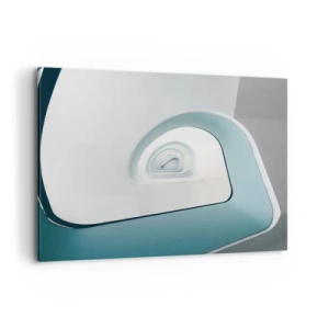 Cuadro sobre lienzo - Impresión de Imagen - Arquitectura minimalista con líneas redondeadas. - 120x80cm - Espiral del río azul - Decoración de pared moderna para salón y dormitorio ARTTOR