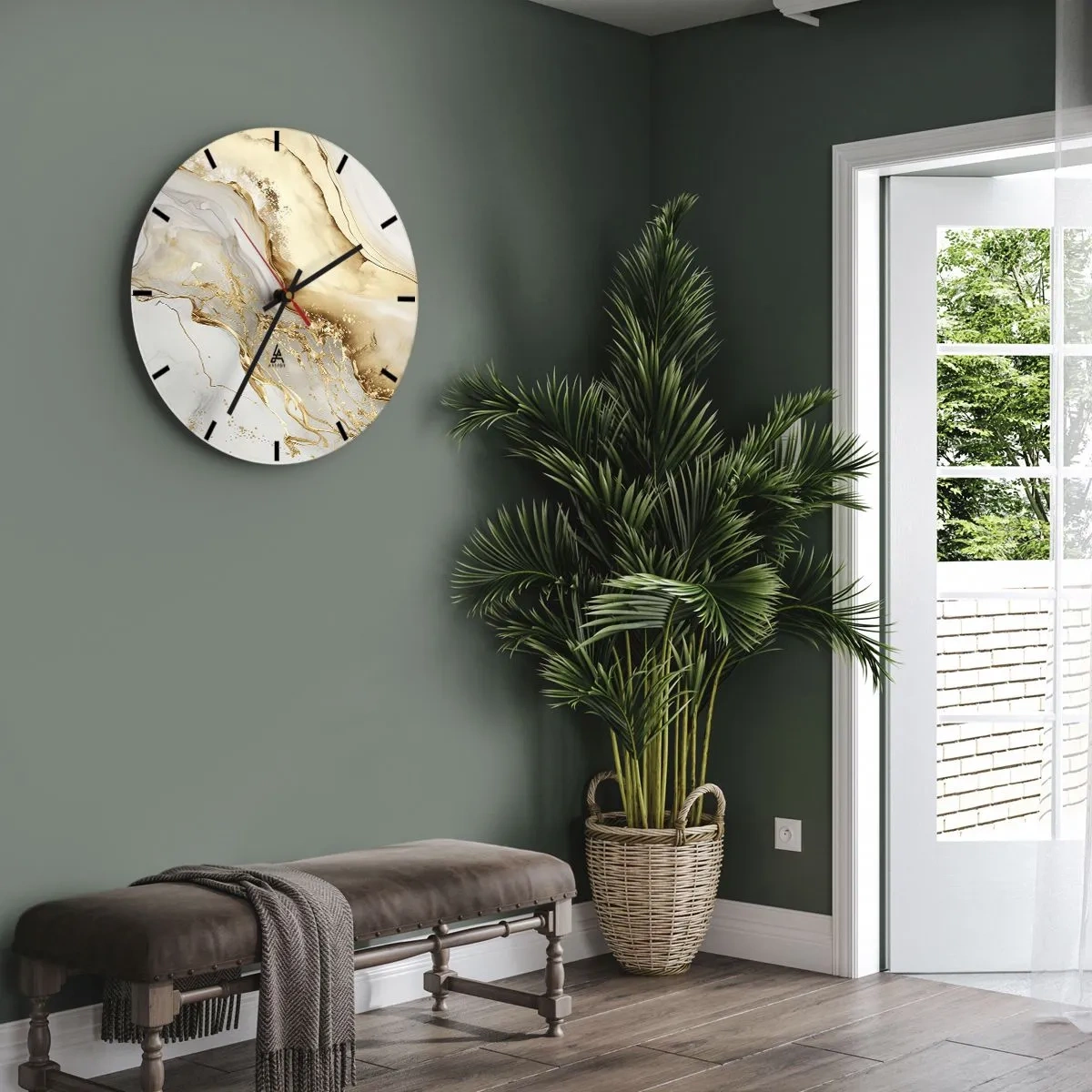 Reloj de pared - Reloj de vidrio - Abstracción: belleza y bondad - 40x40 cm