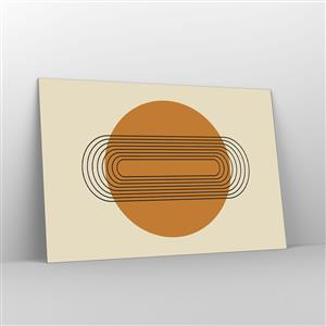 Cuadro sobre vidrio - Impresiones sobre Vidrio - Abstracción geométrica con círculos y líneas. - 120x80cm - El plan perfecto - Decoración de pared moderna para salón y dormitorio ARTTOR