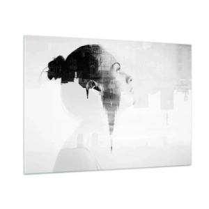 Cuadro sobre vidrio - Impresiones sobre Vidrio - Silueta de una mujer con elementos arquitectónicos al fondo - 100x70cm - A ambos lados del cristal - Decoración de pared moderna para salón y dormitorio ARTTOR