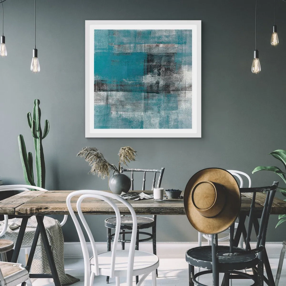 Póster en marco blanco - Agua y aire - 60x60 cm