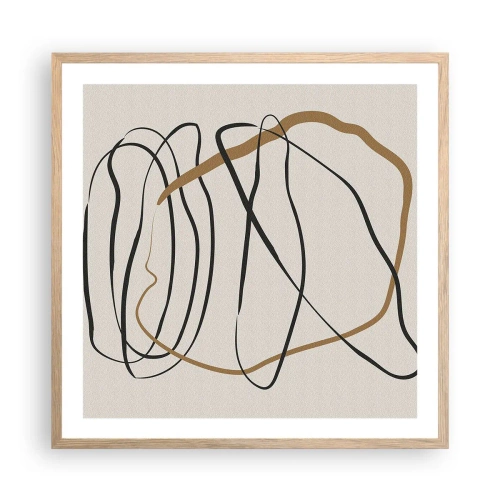 Póster en marco roble claro - Composición: danza lineal - 60x60 cm