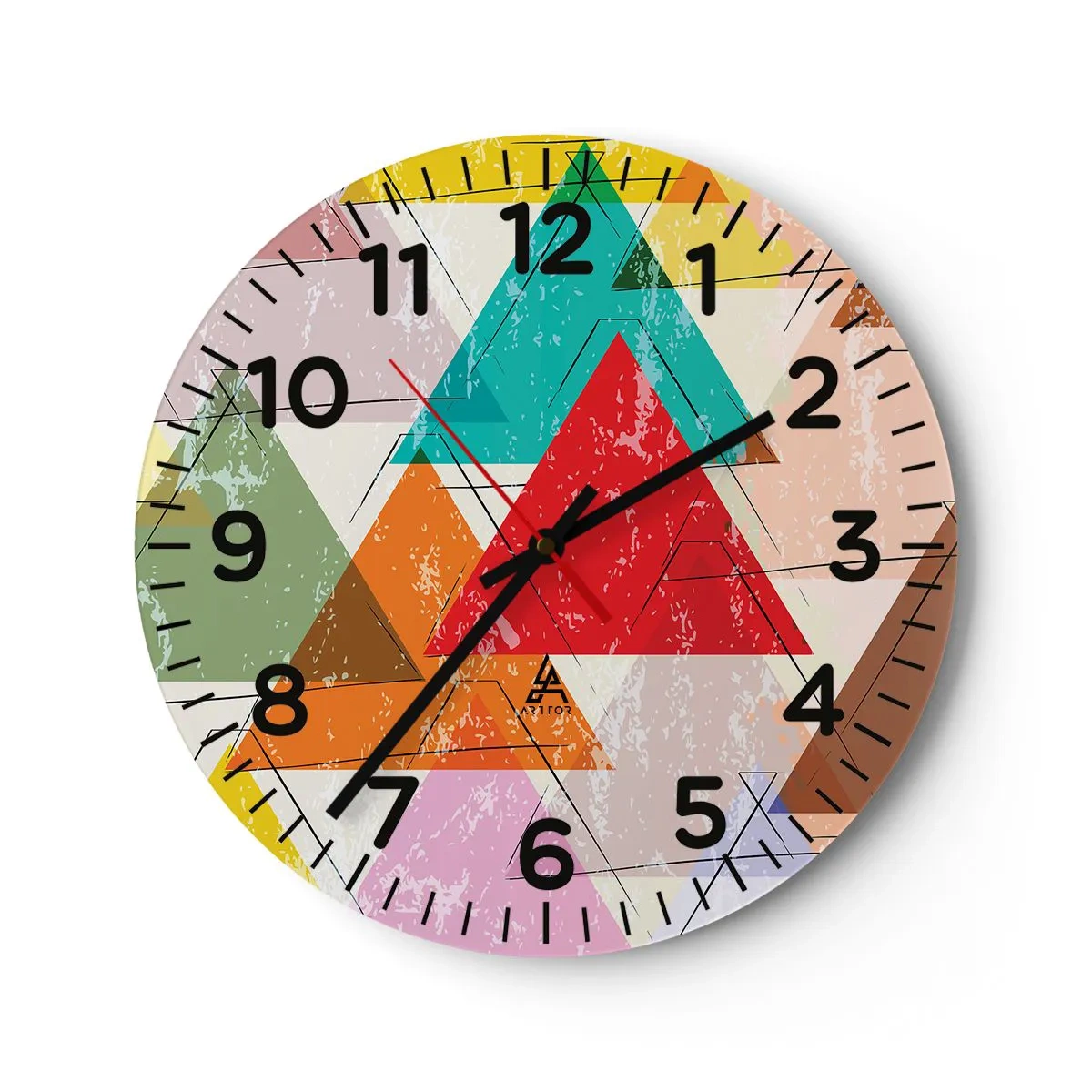 Reloj de pared - Reloj de vidrio - De tres en tres - 40x40 cm