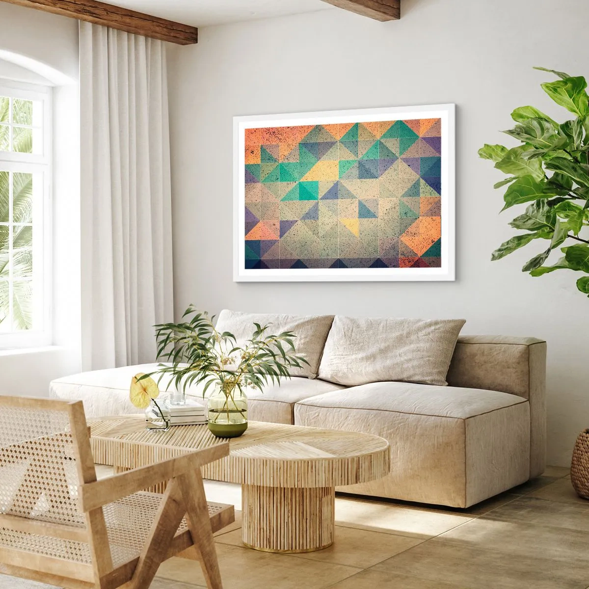 Póster en marco blanco - República de los triángulos - 50x40 cm