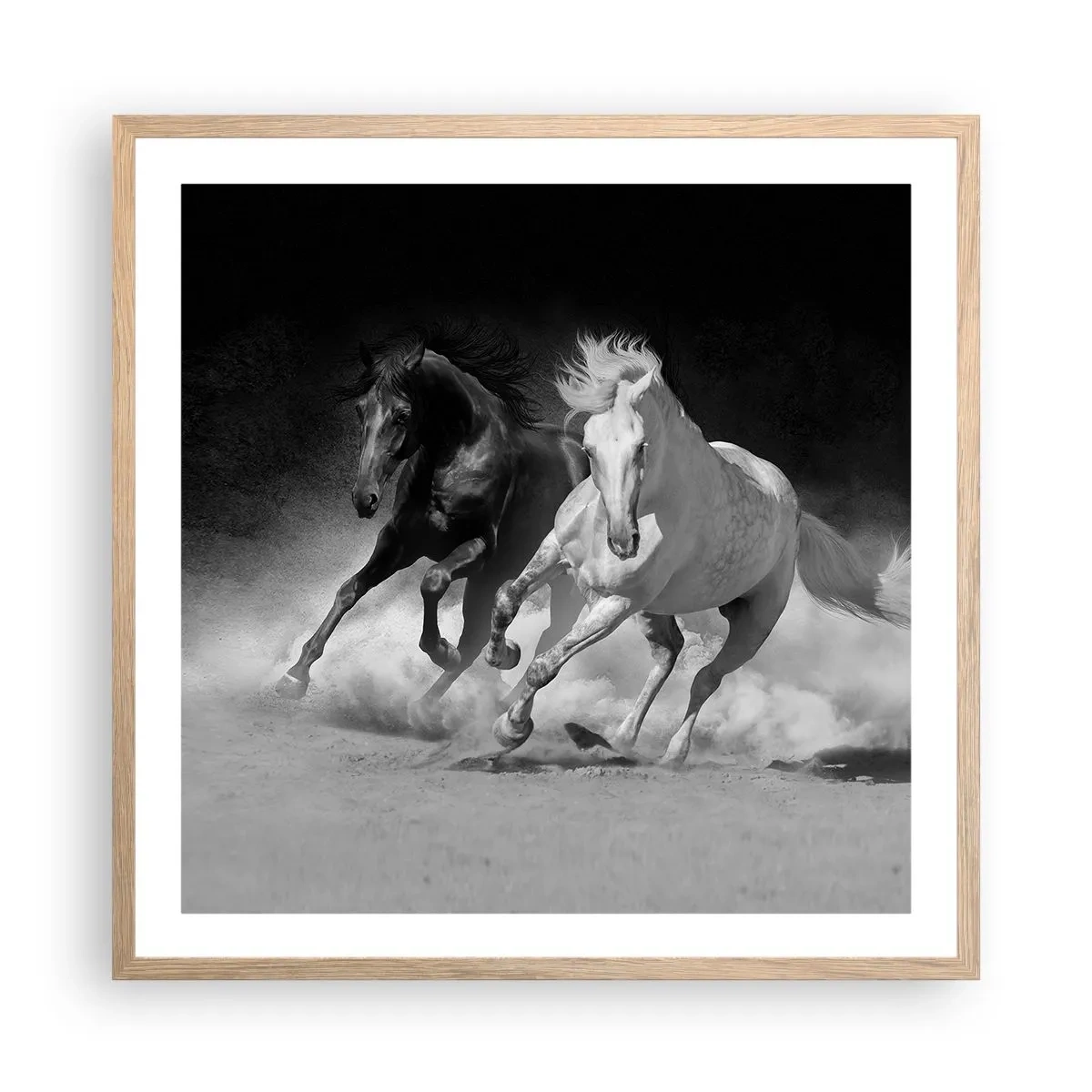 Póster en marco roble claro - El galope de la libertad - 60x60 cm