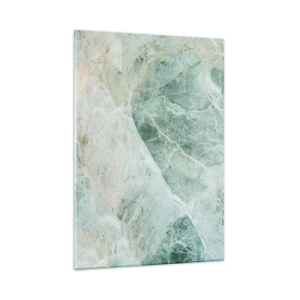 Cuadro sobre vidrio - Impresiones sobre Vidrio - Textura verde-beige que se asemeja a la piedra natural. - 50x70cm - El noble frescor de la piedra - Decoración de pared moderna para salón y dormitorio ARTTOR