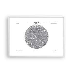 Póster en marco blanco - Anatomía de París - 70x50 cm