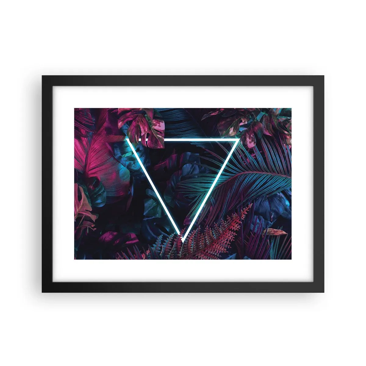 Póster en marco negro - Jardín fluorescente - 40x30 cm