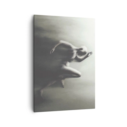 Cuadro sobre lienzo - Impresión de Imagen - Una silueta en blanco y negro de una figura corriendo en un estilo dinámico y surrealista. - 50x70cm - Imparable - Decoración de pared moderna para salón y dormitorio ARTTOR