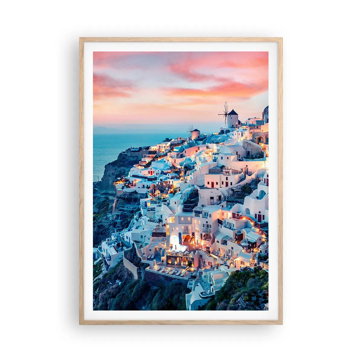 Póster en marco roble claro - Vacaciones en Grecia - 70x100 cm