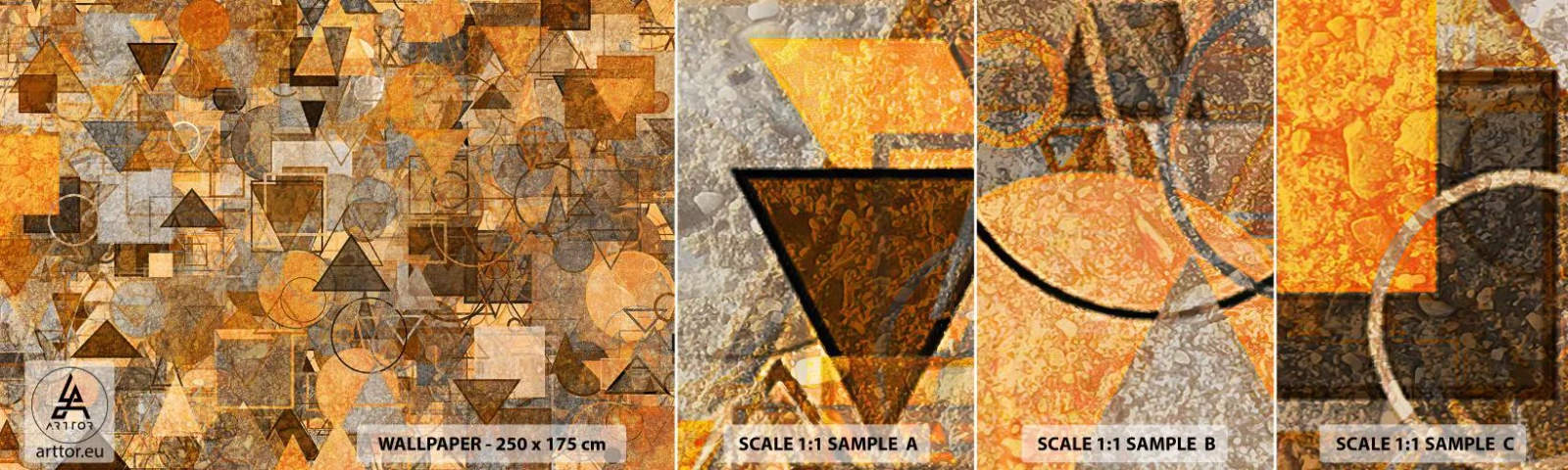 Muestra de fotomural autoadhesivo Deluxe Sticker - El mundo en formas - Abstracción, Pedazo, Patrón moderno - 100x30 cm