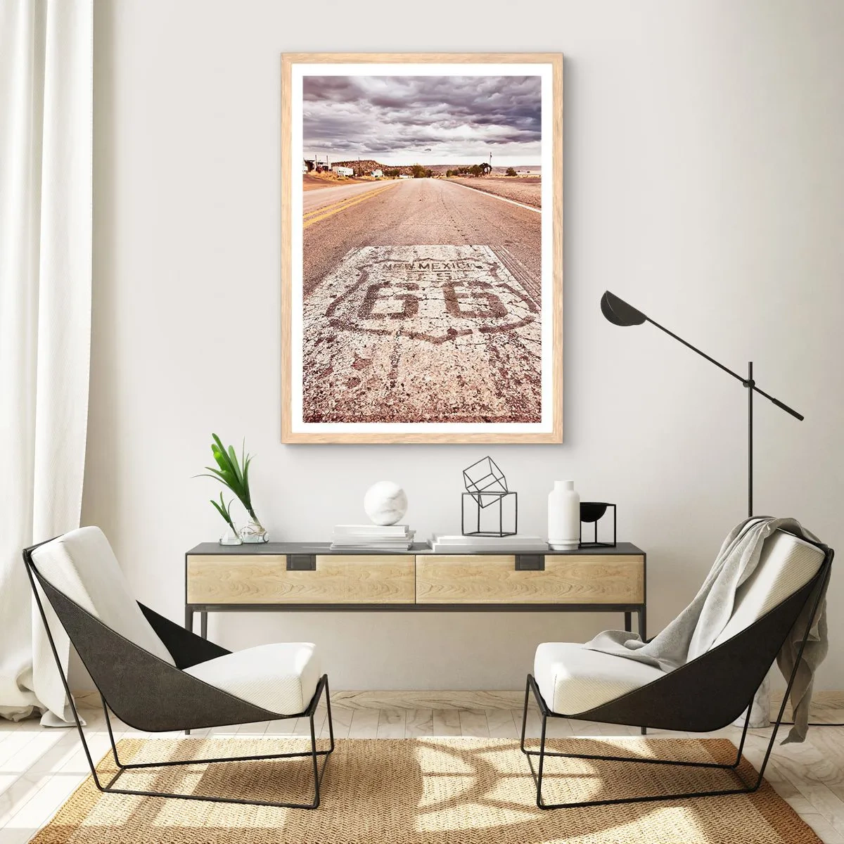 Póster en marco roble claro - Mother Road: una leyenda americana - 40x50 cm