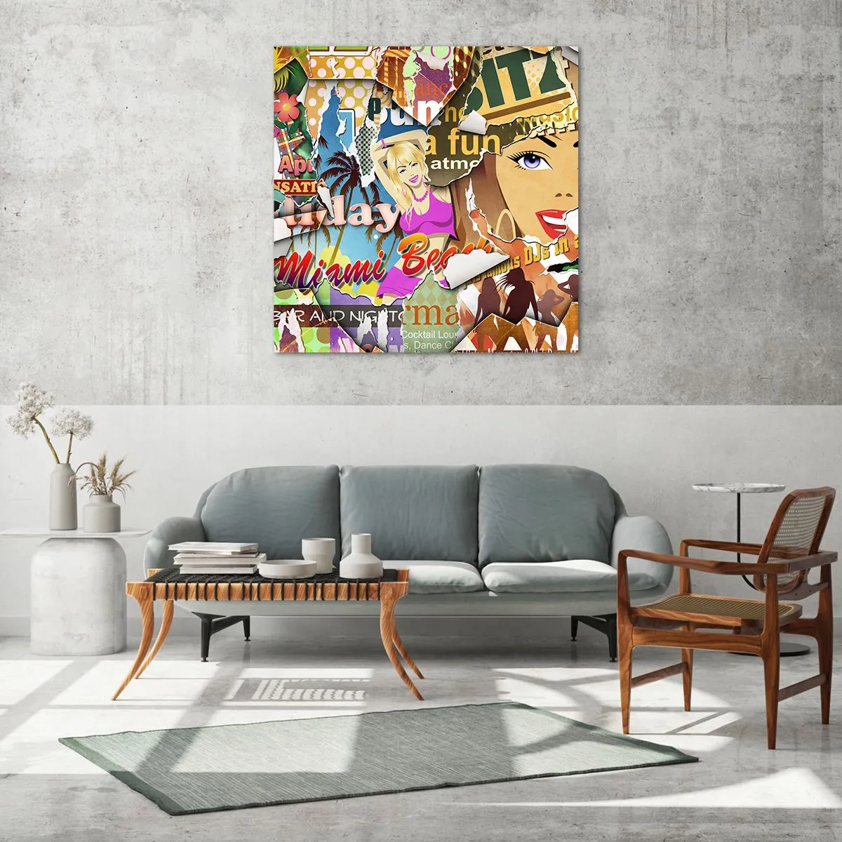 Cuadro sobre vidrio - Impresiones sobre Vidrio - Recuerdos de las vacaciones - 60x60 cm