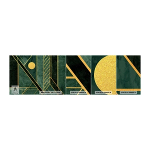 Muestra De Fotomural Standard Eco - La dinámica del oro y el azul - Abstracción, Pedazo, Patrón geométrico - 100x30 cm