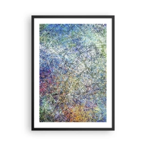 Póster en marco negro - Abstracción colorida con líneas dinámicas y tonos de azul. - 50x70cm - No es tan fácil - Decoración de pared moderna para salón y dormitorio ARTTOR
