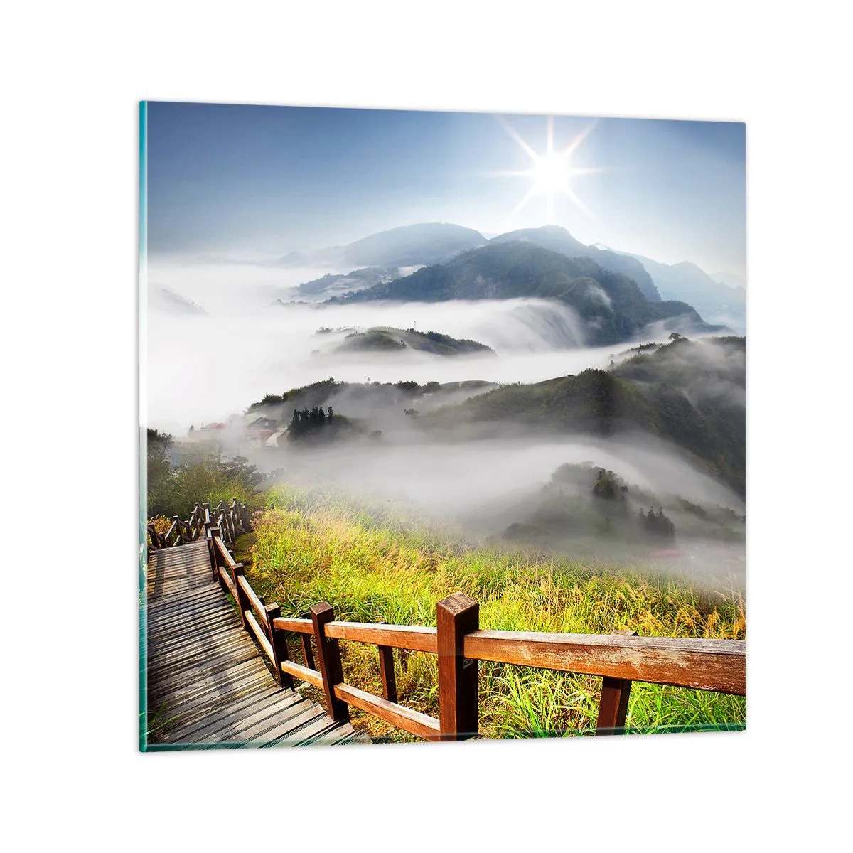 Cuadro sobre vidrio - Impresiones sobre Vidrio - Tejido de resplandor y niebla - 50x50 cm