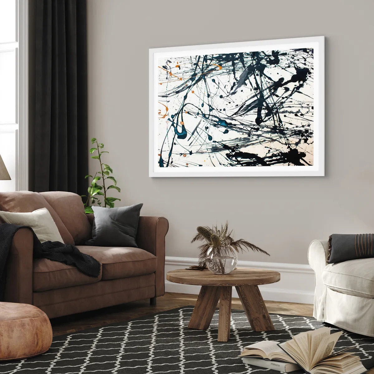 Póster en marco blanco - Abstracción expresionista - 40x30 cm