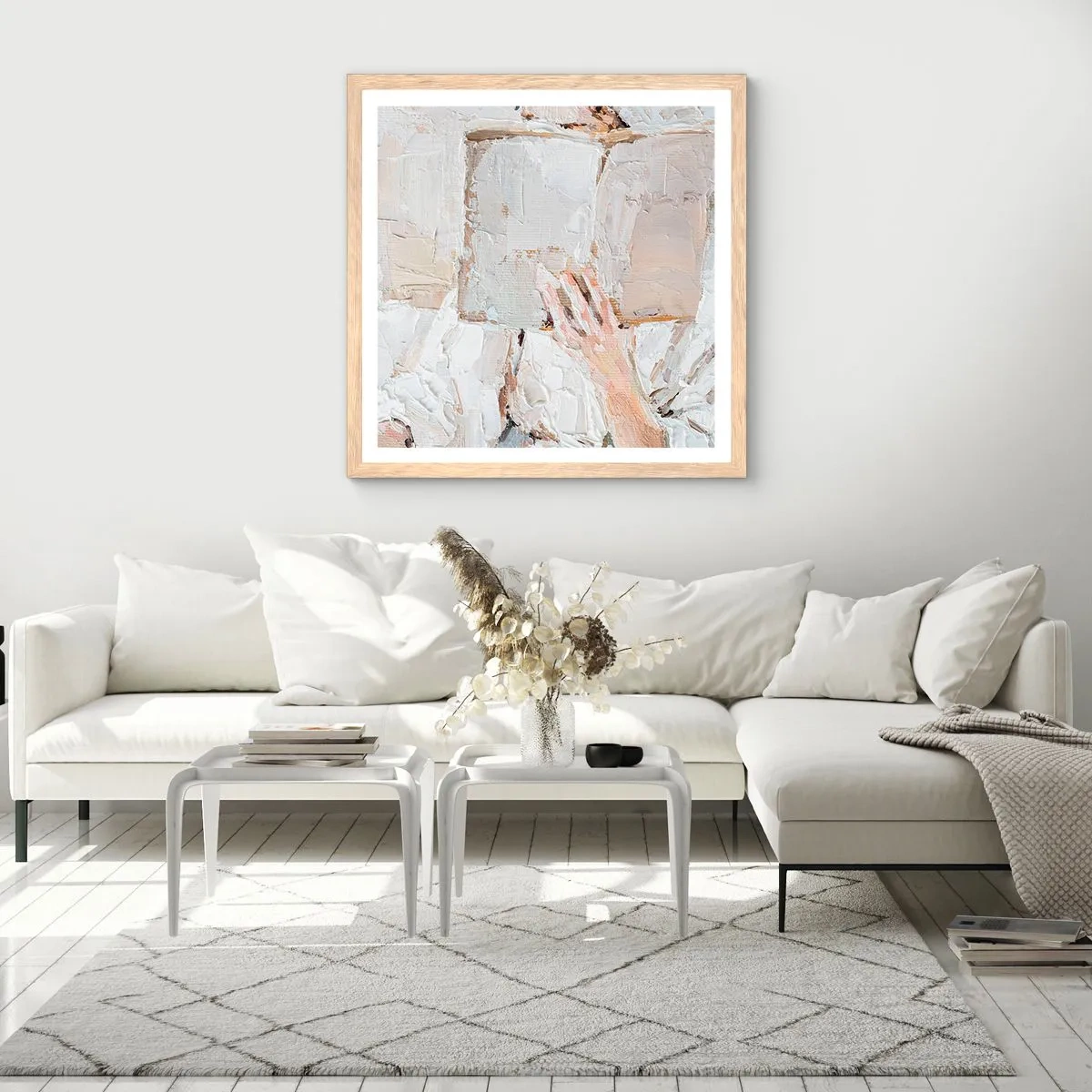 Póster en marco roble claro - En otro mundo - 40x40 cm