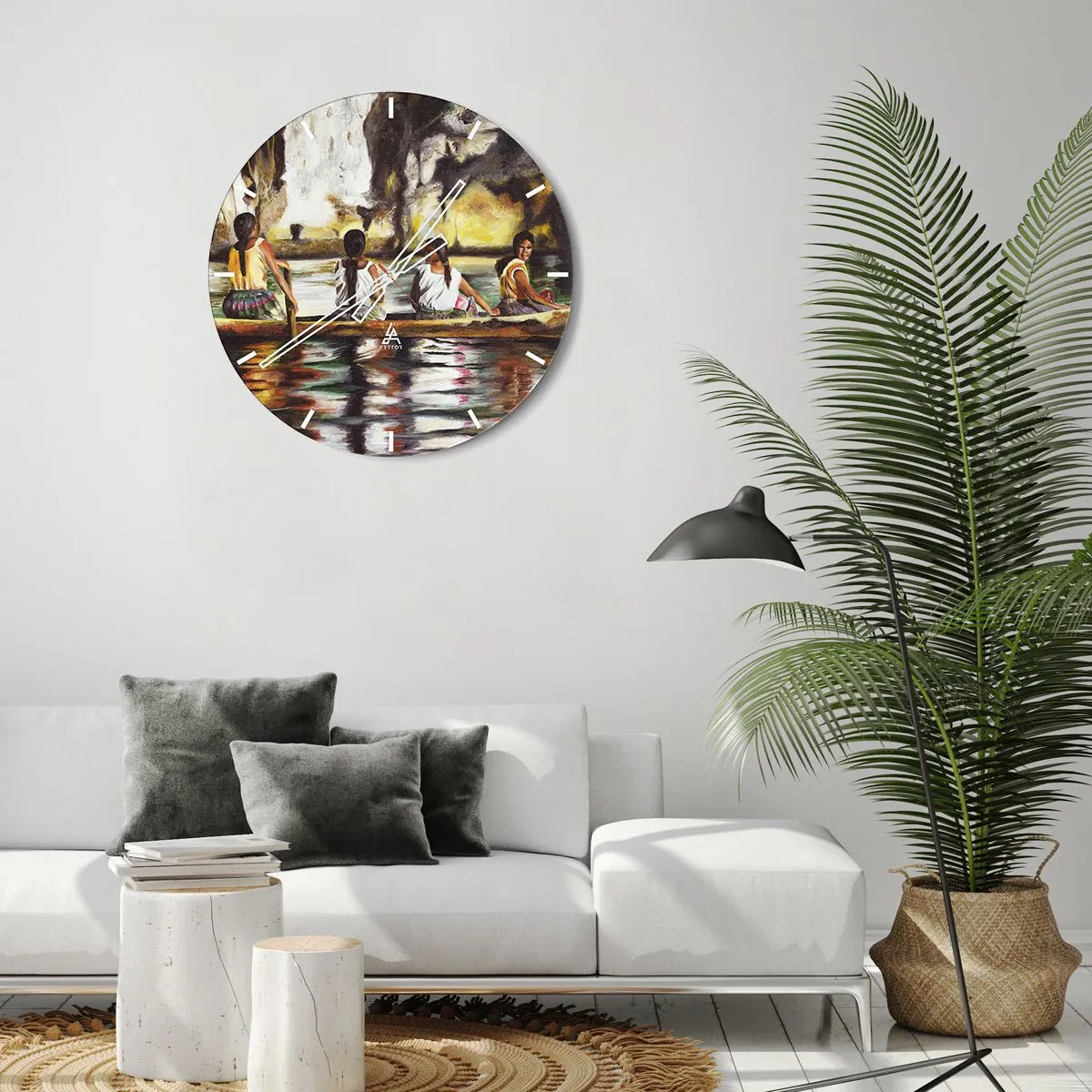 Reloj de pared - Reloj de vidrio - En un paraíso polinesio - 30x30 cm