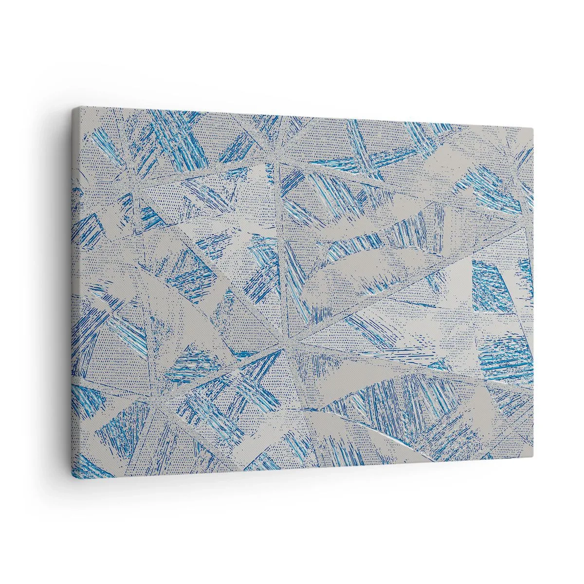 Cuadro sobre lienzo - Impresión de Imagen - Patrones geométricos en tonos azules y grises. - 70x50cm - En un laberinto gris azulado - Decoración de pared moderna para salón y dormitorio ARTTOR