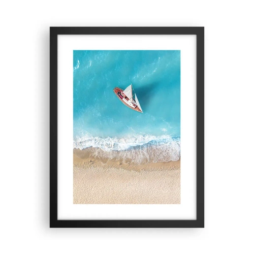 Póster en marco negro - Frontera celeste y dorada - 30x40 cm