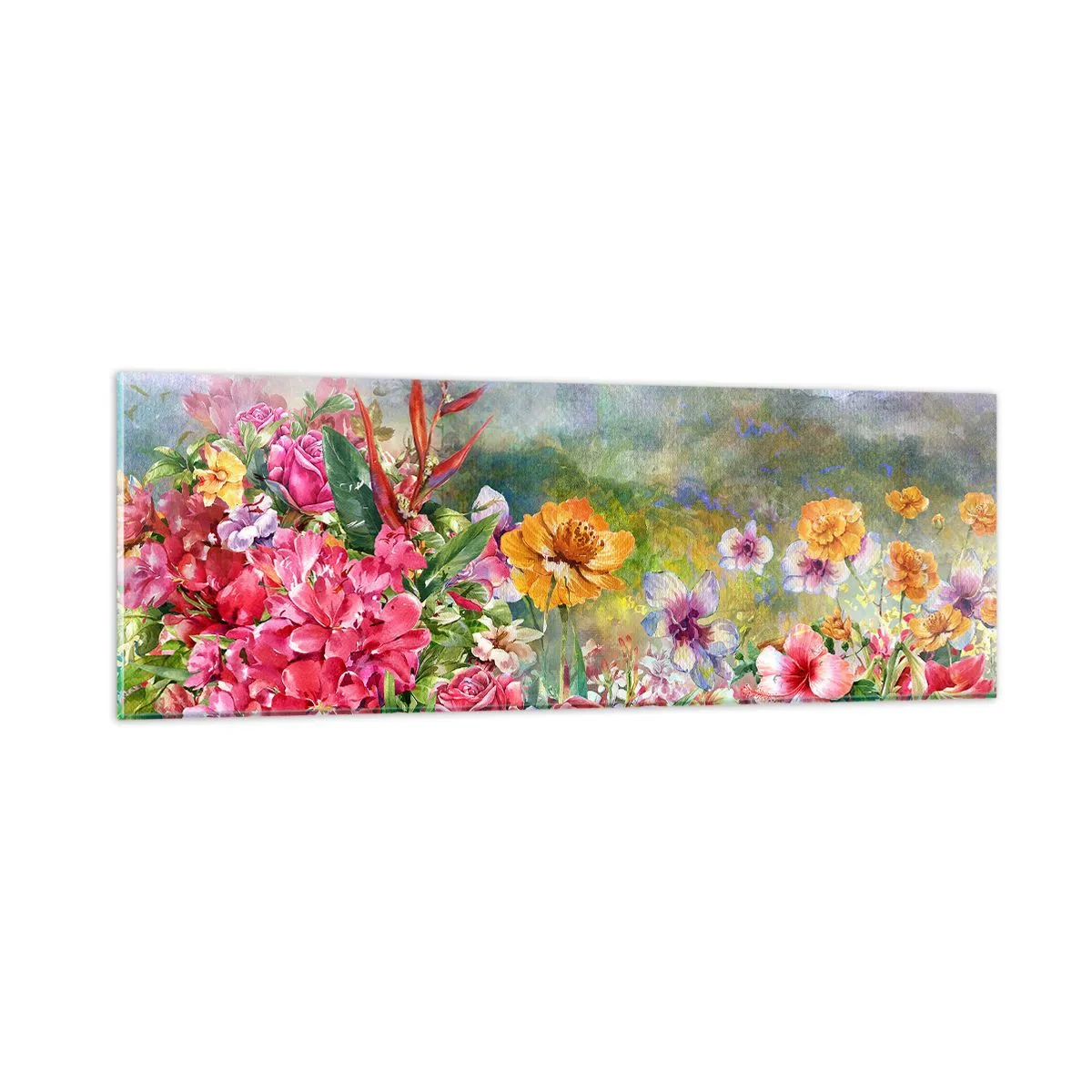 Cuadro sobre vidrio - Impresiones sobre Vidrio - Un jardín enloquecido - 90x30 cm