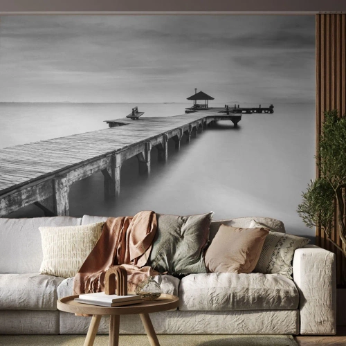 Fotomural Premium Sand - Lejos - Paisaje, Mar, Puente de madera - 350x256 cm