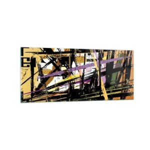 Cuadro sobre vidrio - Impresiones sobre Vidrio - Líneas y formas abstractas sobre un fondo beige - 120x50cm - Corte afilado - Decoración de pared moderna para salón y dormitorio ARTTOR