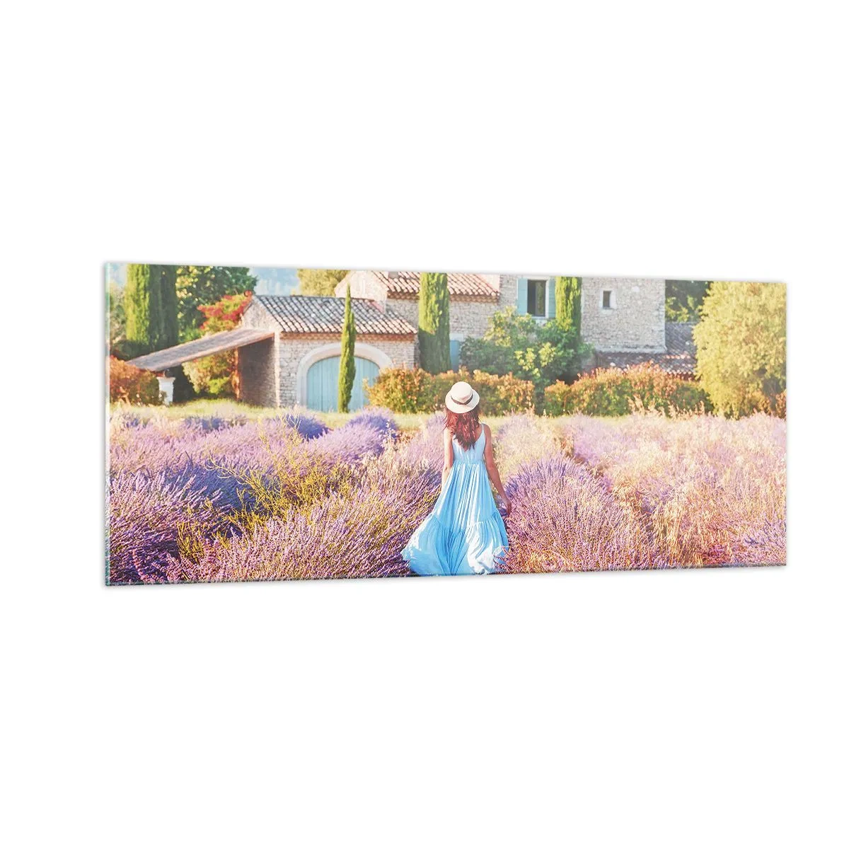 Cuadro sobre vidrio - Impresiones sobre Vidrio - La chica de la lavanda - 100x40 cm