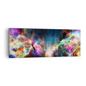 Cuadro sobre lienzo - Impresión de Imagen - Destellos de luz coloridos en una composición abstracta. - 140x50cm - Alegremente contra la oscuridad - Decoración de pared moderna para salón y dormitorio ARTTOR