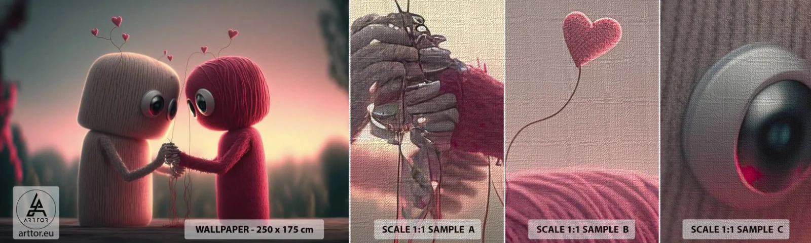 Muestra de fotomural Premium Canvas - Todo el mundo puede amar - Lana, Para niños, Amar - 100x30 cm