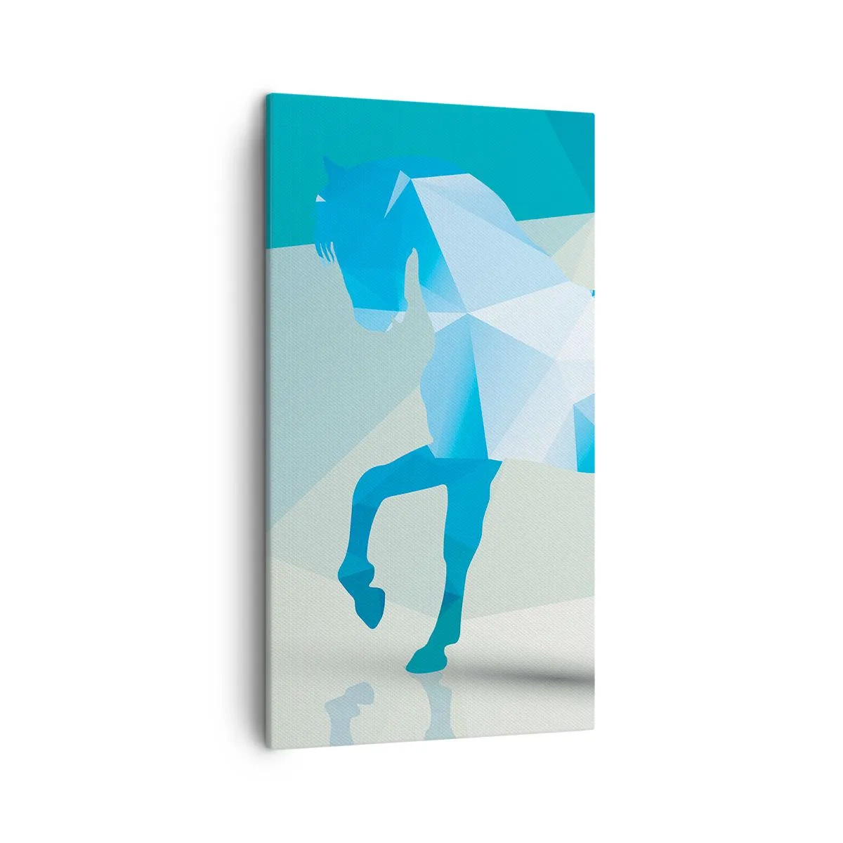 Cuadro sobre lienzo - Impresión de Imagen - Caballo geométrico en turquesa - 45x80 cm