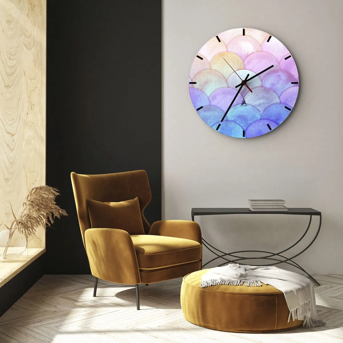 Reloj de pared - Reloj de vidrio - Concha de perla - 40x40 cm
