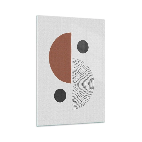 Cuadro sobre vidrio - Impresiones sobre Vidrio - Formas geométricas en tonos marrones y negros. - 70x100cm - La perfección del círculo - Decoración de pared moderna para salón y dormitorio ARTTOR