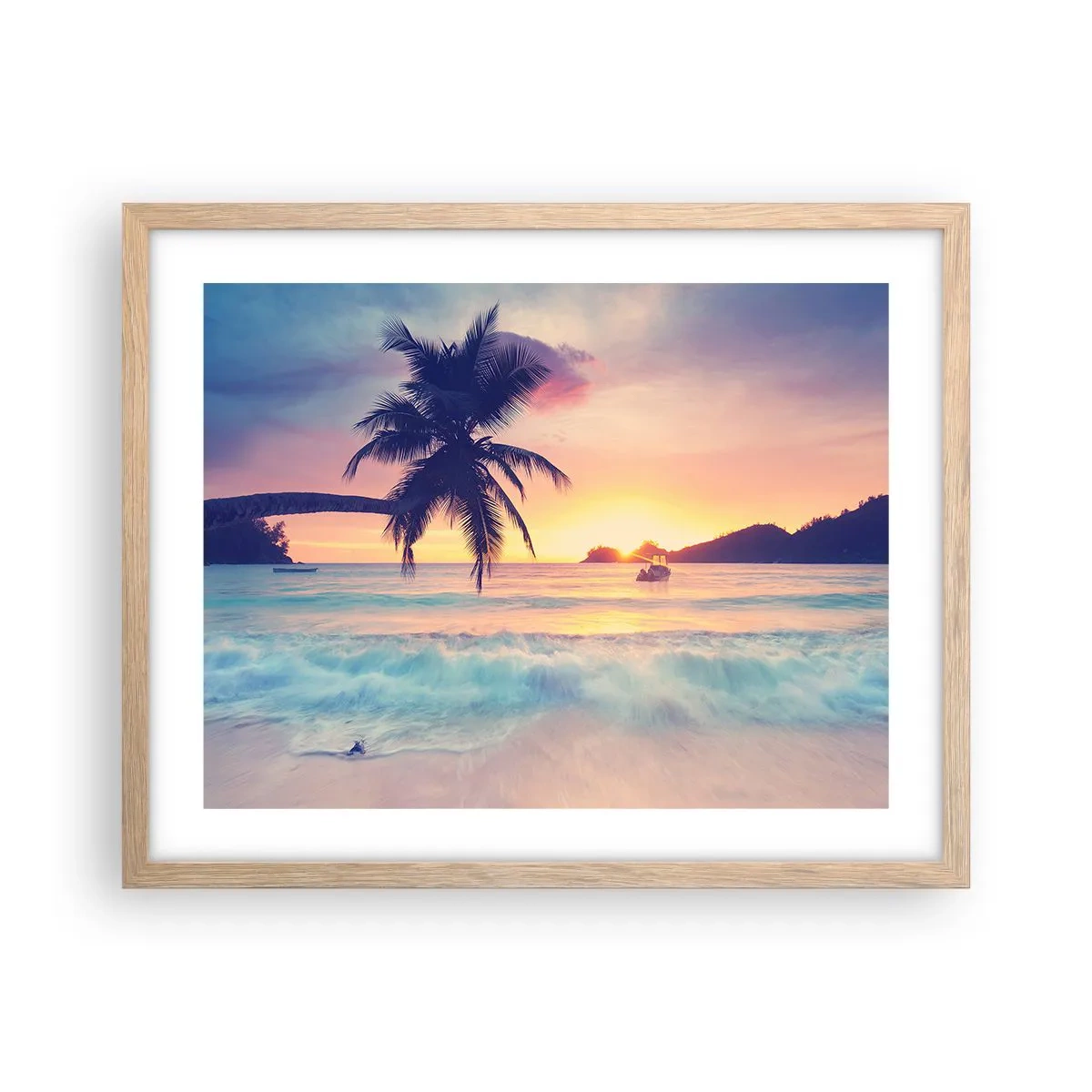 Póster en marco roble claro - Atardecer en la bahía - 50x40 cm