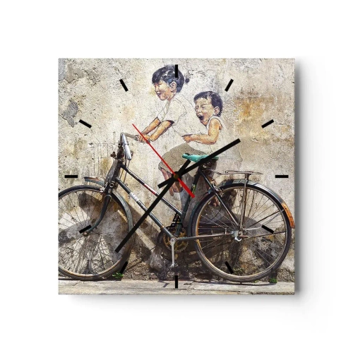 Reloj de pared - Reloj de vidrio - ¿Verdadero o falso? - 40x40 cm