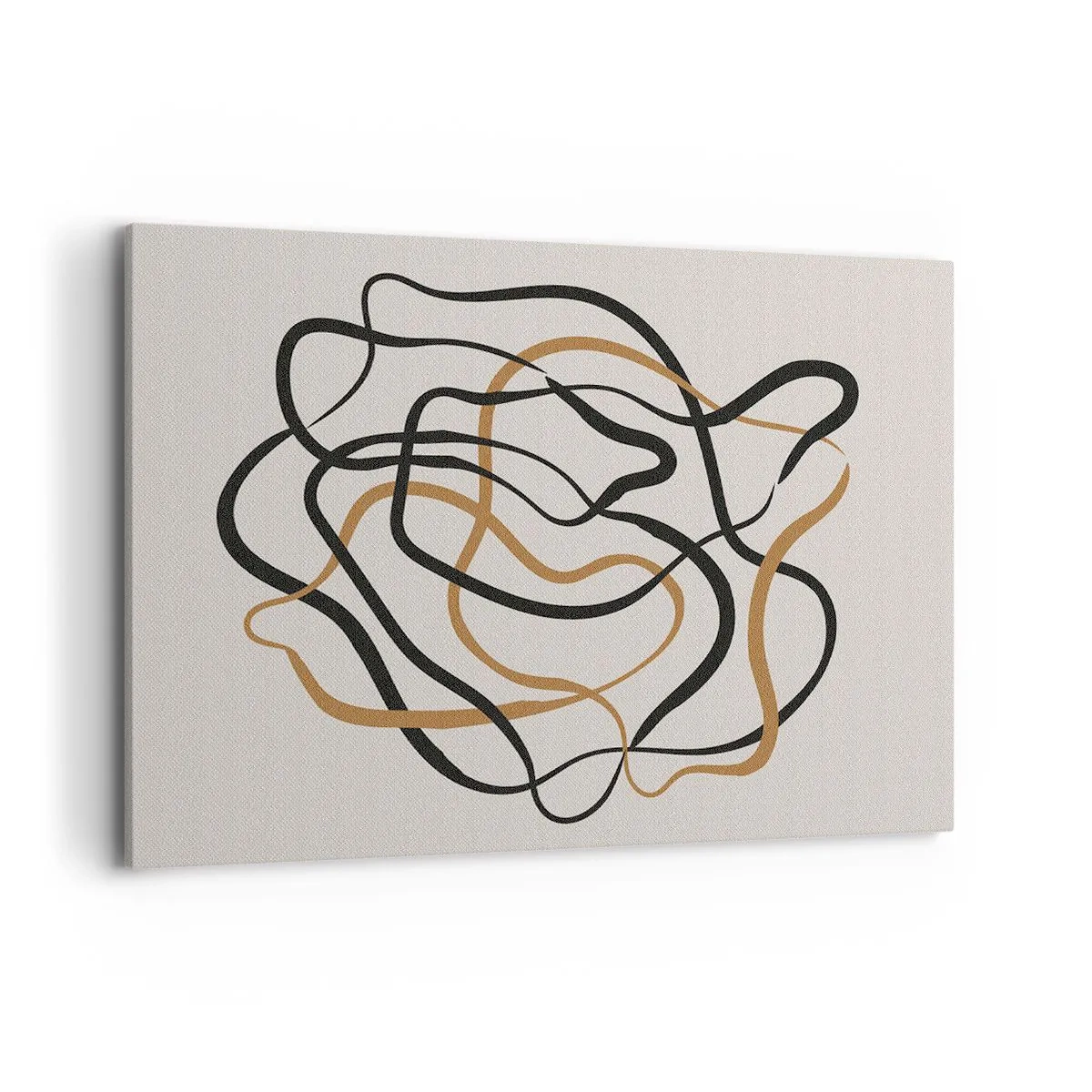 Cuadro sobre lienzo - Impresión de Imagen - Líneas enredadas en negro y dorado sobre un fondo claro. - 100x70cm - Todo ha salido mal - Decoración de pared moderna para salón y dormitorio ARTTOR