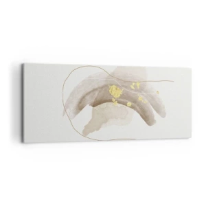 Cuadro sobre lienzo - Impresión de Imagen - Una composición abstracta en tonos beige y dorado. - 120x50cm - Encontrado en el espacio - Decoración de pared moderna para salón y dormitorio ARTTOR